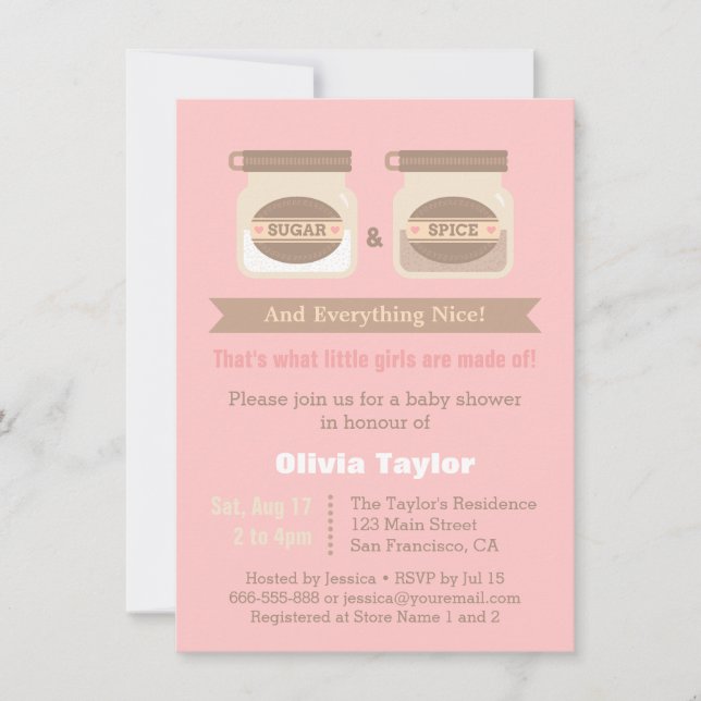 Invitaciones modernas para baby shower de azúcar y (Anverso)