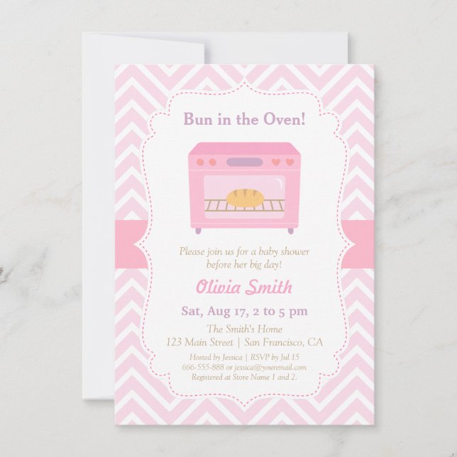 Invitaciones modernas para baby shower de Bun en e (Anverso)