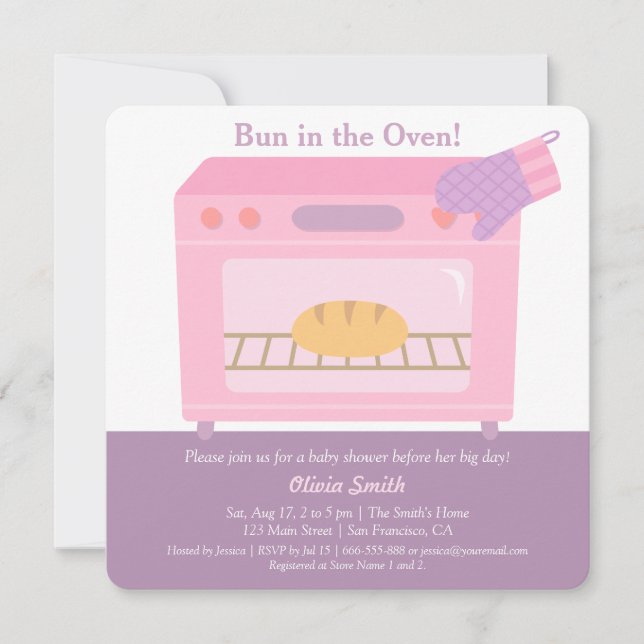 Invitaciones modernas para baby shower de Bun en e (Anverso)