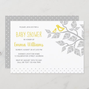 Invitaciones modernas para bebés con pájaro