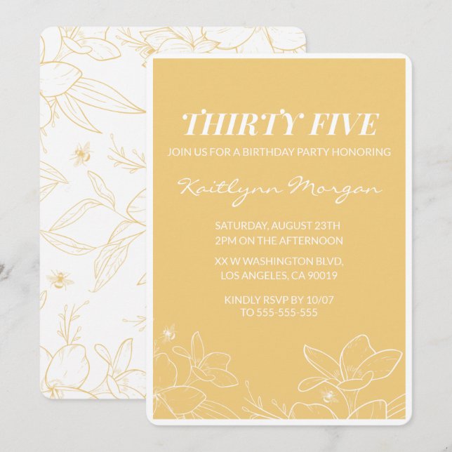 Invitaciones modernas para cumpleaños 35 Brunch Am (Anverso / Reverso)