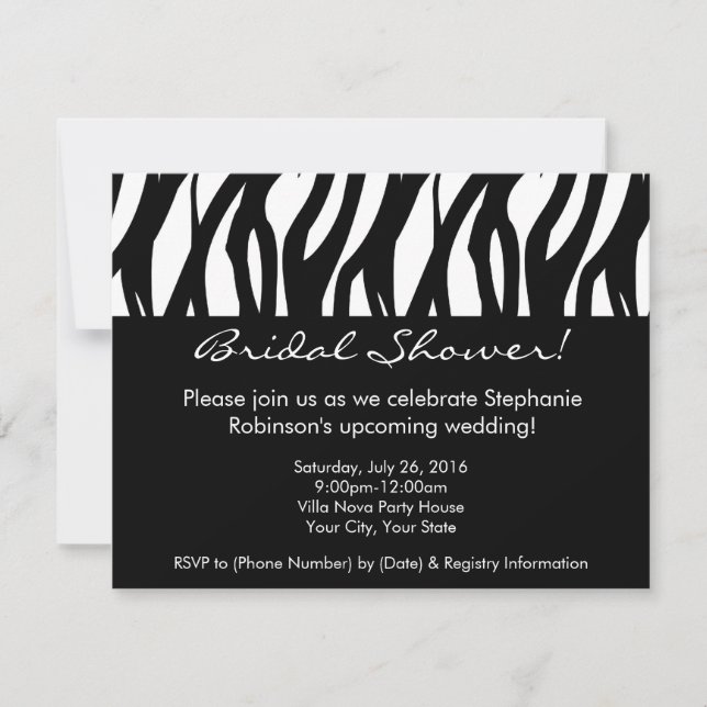 Invitaciones modernas para ducha de novias en blan (Anverso)