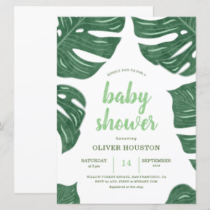 Invitaciones modernas para duchas de bebé en hojas