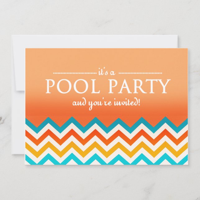 Invitaciones modernas para fiesta de piscina con C (Anverso)