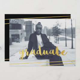 Invitaciones modernas para graduados negros, dorad