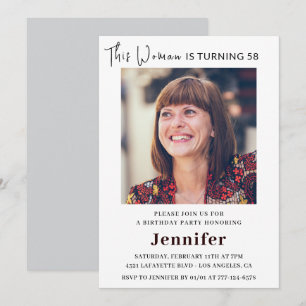 Invitaciones modernas para su cumpleaños 58 con fo