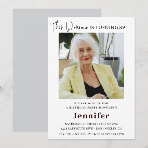 Invitaciones modernas para su cumpleaños 89 con fo