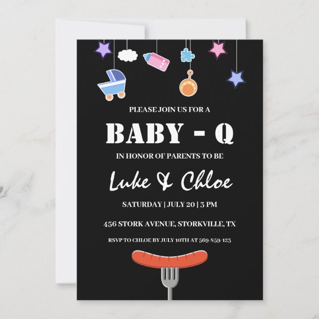 invitaciones modernas para una ducha de bebé en ba (Anverso)