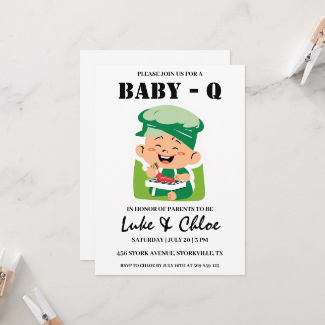 invitaciones modernas para una ducha de bebé en ba (Anverso/Reverso In Situ)
