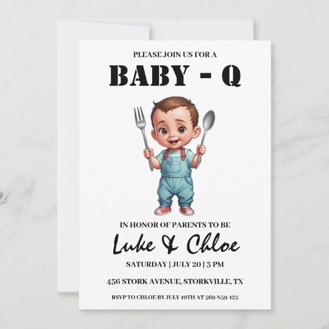 invitaciones modernas para una ducha de bebé en ba (Anverso)