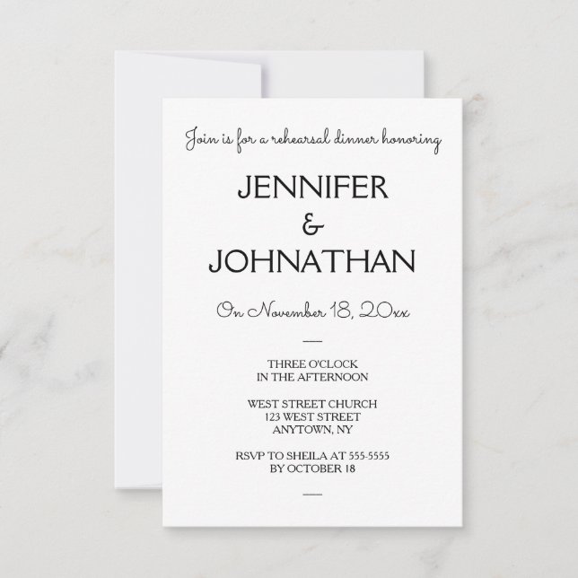 Invitaciones modernas simples de la cena del (Anverso)