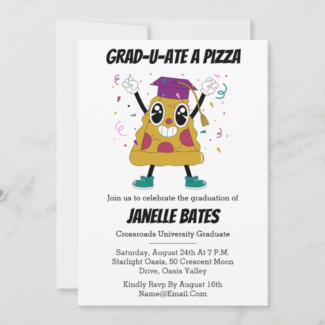 invitaciones modernas y divertidas a la graduación (Anverso)