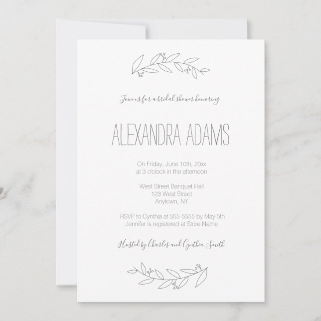 Invitaciones modernas y elegantes a la ducha de no (Anverso)