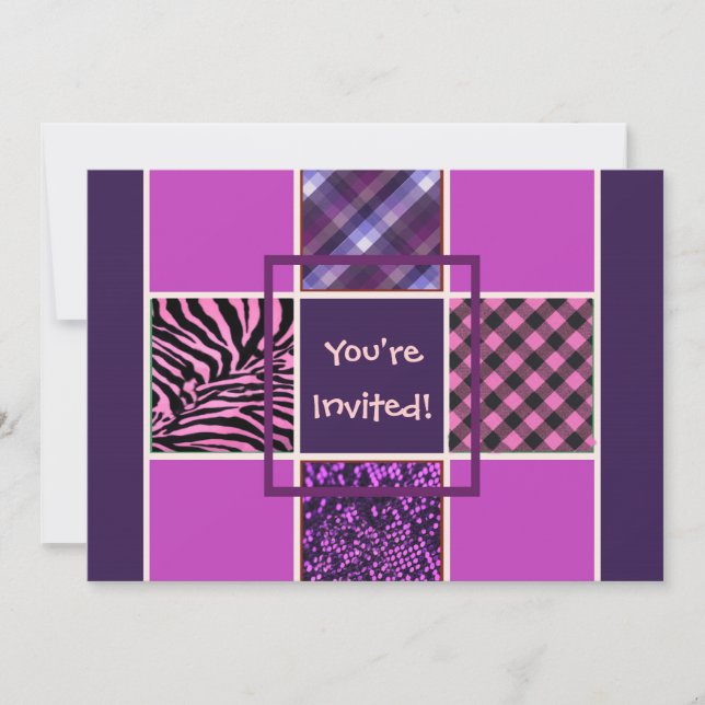 Invitaciones moradas de cumpleaños (Anverso)