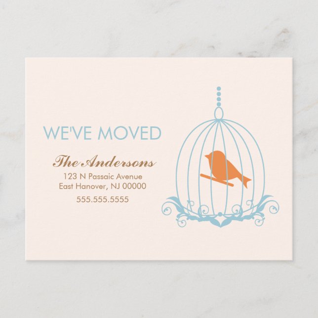 Invitaciones móviles de la jaula azul (Anverso)