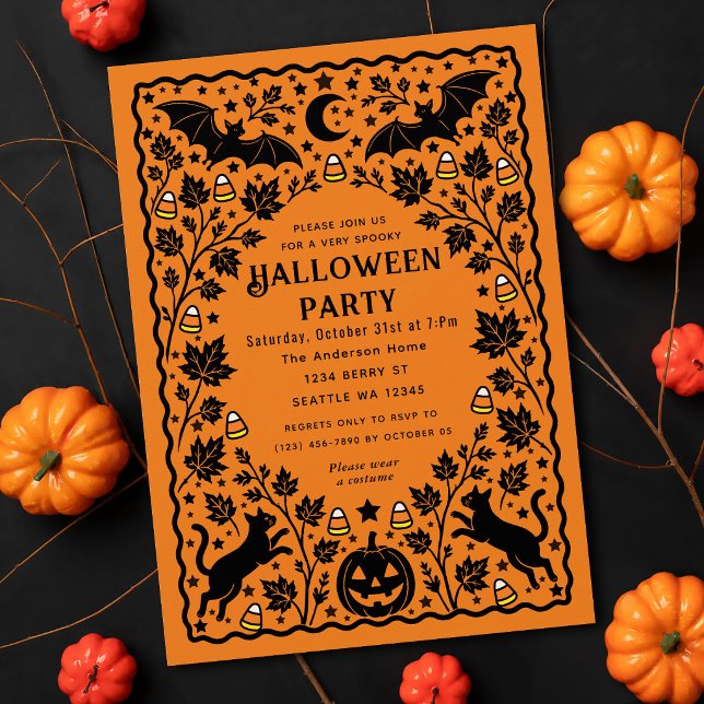 Invitaciones Naranja de Halloween de Murciélago y  (Subido por el creador)