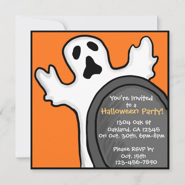 invitaciones naranjas fantasmales de personalizabl (Anverso)