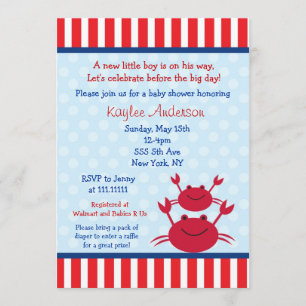 Invitaciones náuticas de Baby Shower del cangrejo
