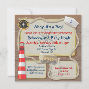 Invitaciones náuticas de Baby Shower del marinero