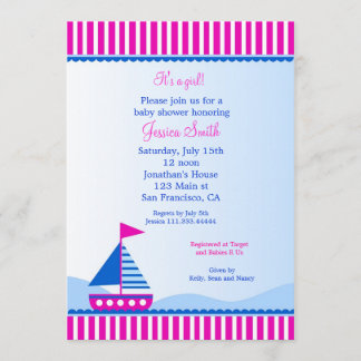 Invitaciones náuticas de Baby Shower del velero