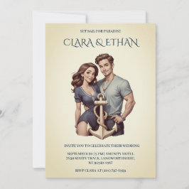 invitaciones náuticas de bodas con estilo mínimo