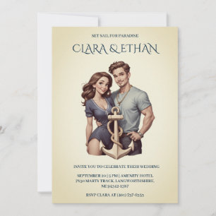 invitaciones náuticas de bodas con estilo mínimo