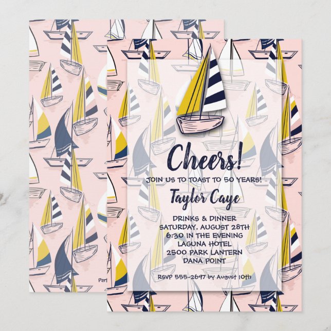Invitaciones Náuticas de cumpleaños (Anverso / Reverso)