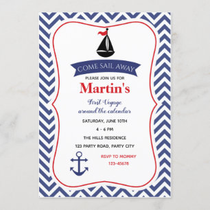 Invitaciones Náuticas de Cumpleaños (Armada de Niñ