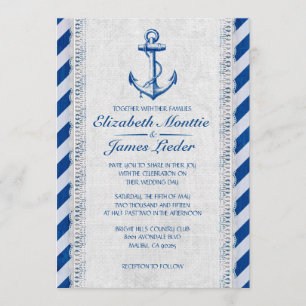 Invitaciones náuticas de la boda del ancla rústica