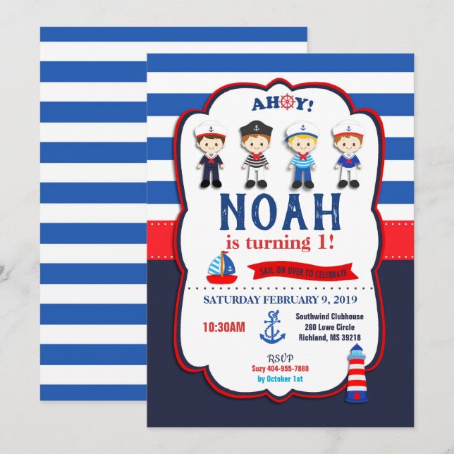 Invitaciones náuticas de los muchachos de (Anverso / Reverso)