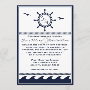 Invitaciones náuticas del boda de los azules