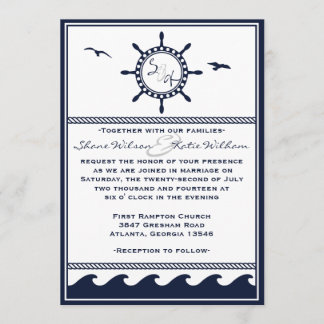 Invitaciones náuticas del boda de los azules