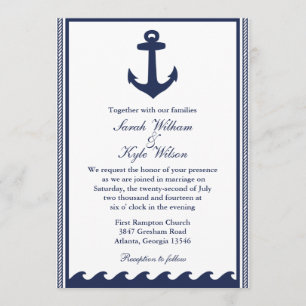 Invitaciones náuticas del boda de los azules