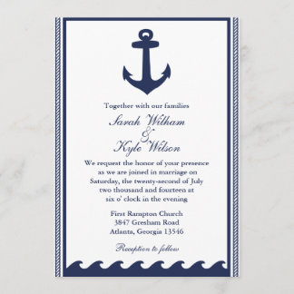 Invitaciones náuticas del boda de los azules