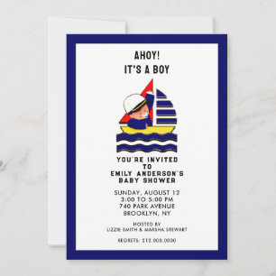 Invitaciones Náuticas para Baby Shower de Niño