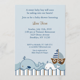 Invitaciones Náuticas para la ducha de bebé de bal
