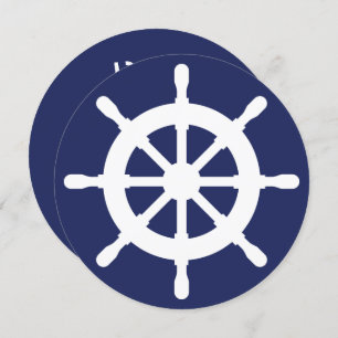 Invitaciones náuticas redondas de la fiesta de