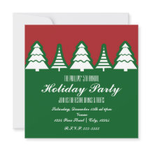 Invitaciones Navideñas Árboles de Navidad Rojas y