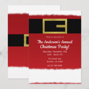 Invitaciones Navideñas de Santa Claus con Cinturón