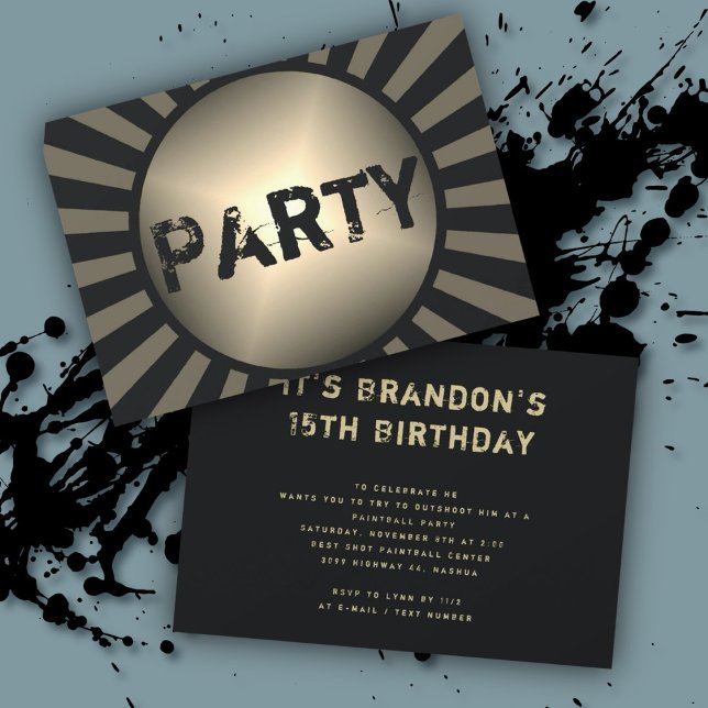 Invitaciones negras a la fiesta de cumpleaños de l (Subido por el creador)