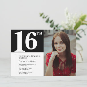 Invitaciones negras de cumpleaños 16 Modernas Chic