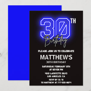 Invitaciones negras de cumpleaños 30 para hombres