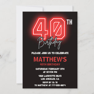 Invitaciones negras de cumpleaños 40 para hombres 