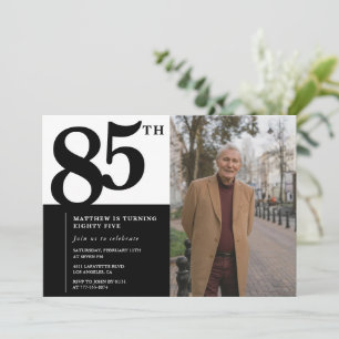 Invitaciones negras de cumpleaños 85 Elegante Chic