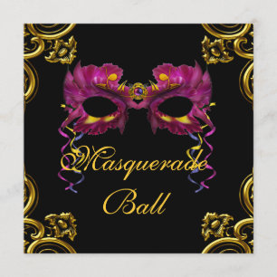 Invitaciones negras del fiesta de la mascarada de