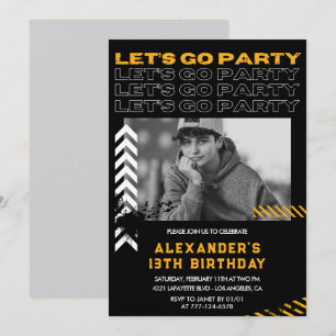 Invitaciones negras para cumpleaños 13 niño Foto S