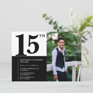 Invitaciones negras para cumpleaños 15 Elegante Ch