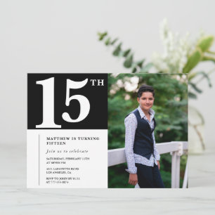 Invitaciones negras para cumpleaños 15 Modern Chic