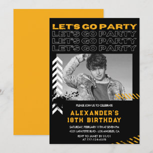 Invitaciones negras para cumpleaños 18 hombres Fot