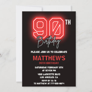 Invitaciones negras para cumpleaños 90 hombres Neo